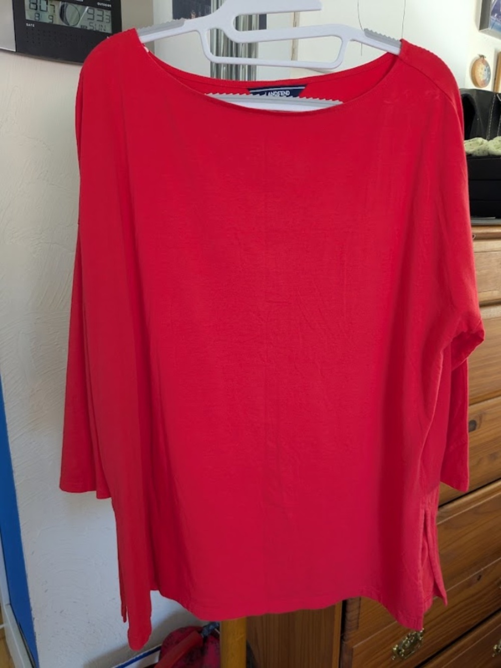 FINAL MARKDOWN! Land's End Red Cotton Blend Tunic Women's XL (18)